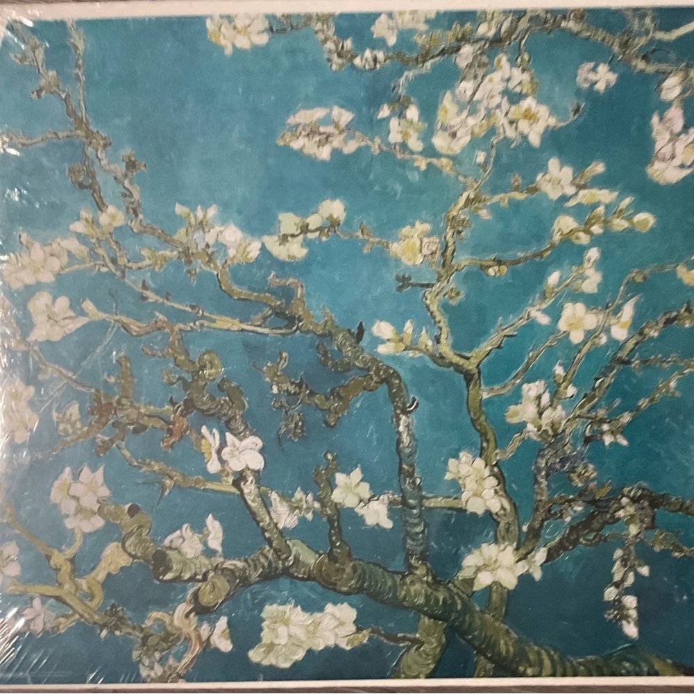 Almond Blossom Canvas Wall Art in Teal by Van Gogh